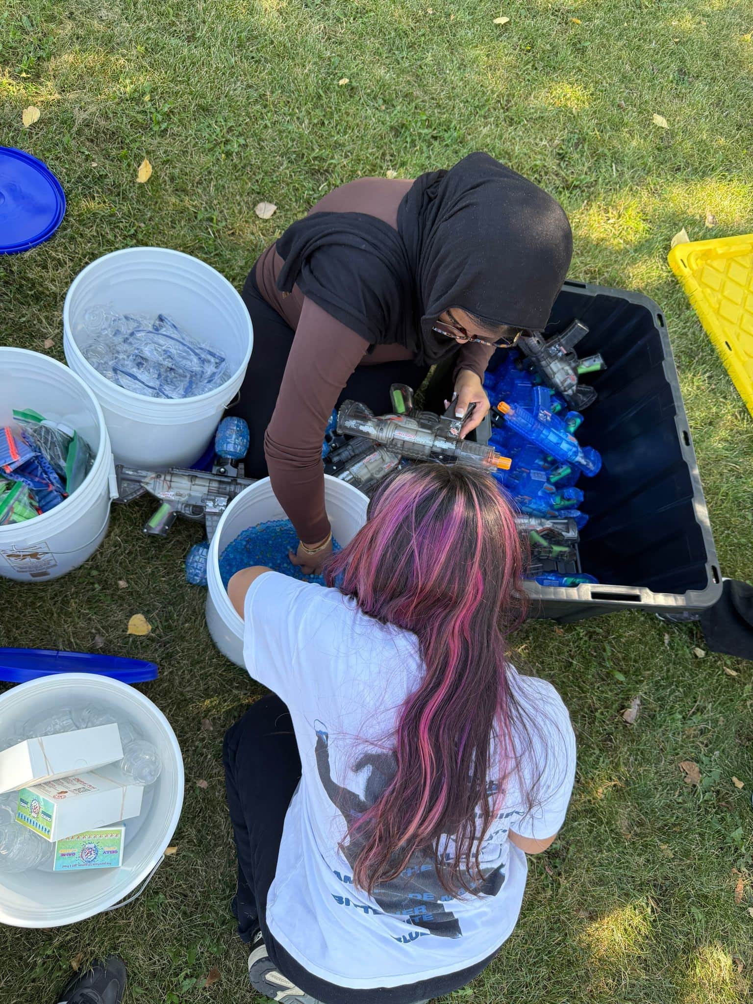 Kids in action during gel ball game