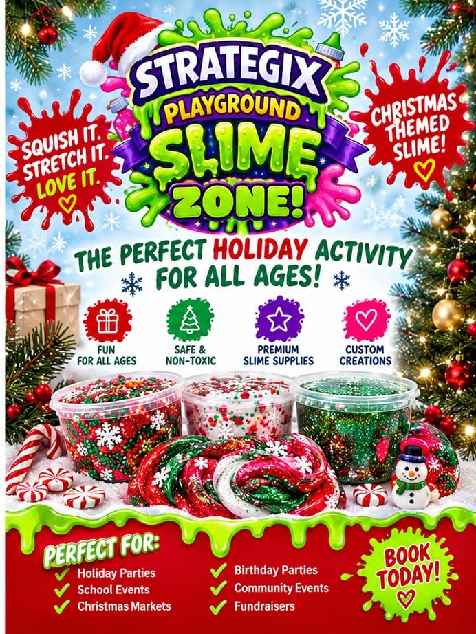 Christmas themed Slime Zone poster - the perfect holiday activity for all ages